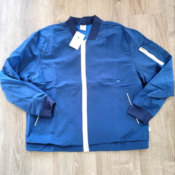 BRAND NEW Nike Sportwear Lined Blue Bomber Jacket Men's Size XL